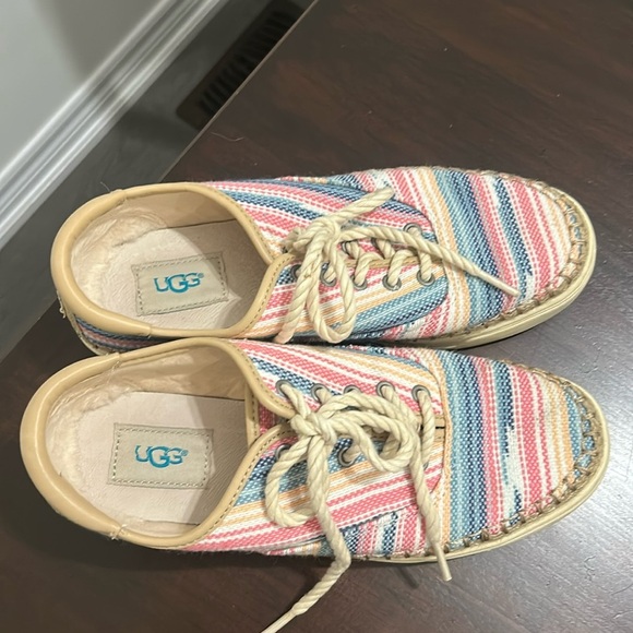 UGG Striped Pastel Knit Espadrille Sneakers Bohemian Lace Up Shoe Women size 7.5 - Picture 8 of 16